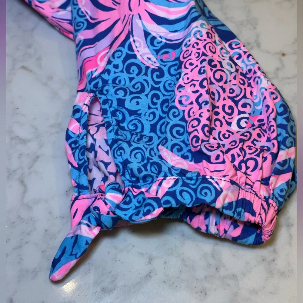 Lilly Pulitzer Sherida Top Borealis Blue Tropic Down Low Size XL - Picture 8 of 9
